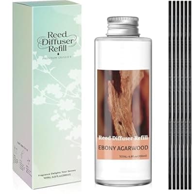 [SCENTORINI] SCENTORINI Reed Diffuser Oil Refill, Ebony Agarwood Essential Oil 6.76 Fl Oz, Natural Long Lasting Aromatherapy Fragrance Oil for Home Bedroom Bathroom Office Spa Air Freshener Home Decor