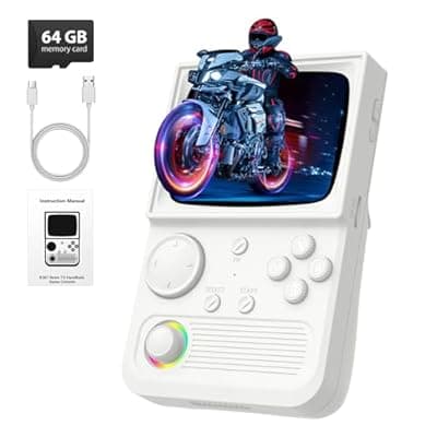 [AQHH] R36T Retro Handheld Game Console, Portable Retro Gaming Console with 3.5” CRT-Inspired Screen, 3500mAh Arcade Classics, Supports Multiple Emulators, WiFi Network Battling, 64GB (White)