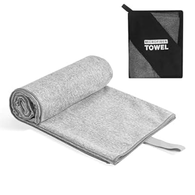 [KISS QUEEN] KISS QUEEN Microfiber Camping Towel,Quick Dry Large Towels for Beach Travel Body Swimming Pool Hot Yoga Mat Hiking Gym(Grey, 31.5X70 Inch)