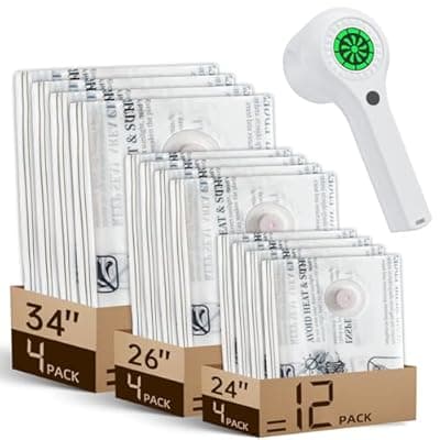 [BHVESLL] Travel Vacuum Storage Bags with Cordless Rechargeable Pump, Space Saver Compression Packing Seasonal Seal Bag for Clothing Bedding Blanket Pillows (12 Combo+Wireless Pump)