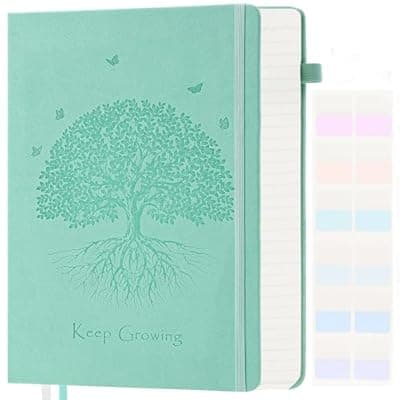 [Amanple] Leather Journal, Hardcover College Ruled Notebook Journal for Women Men, 340 Page Large A5 Notebooks for Work, Lined Journals for Writing, Thick Paper and Lay Flat, Teal Aesthetic Notebook Gifts