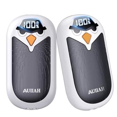 [AUIIAH] Hand Warmers Rechargeable 2 Pack with LED Display, 4 Heat Settings & Fast Heating, Portable Electric Hand Warmers for Camping Hunting Commuting, Valentine's Gifts for Men Women