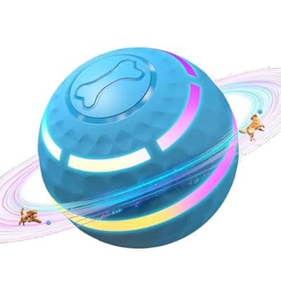 [Apasiri] Apasiri Interactive Dog Toys: Automatic Moving Dog Balls with LED Lights, Puppy Toy to Keep Them Busy, Duraspin Dog Ball for Small,Medium,Large Dogs, Dog Toys for Aggressive Chewers,Rechargeable(Blue)