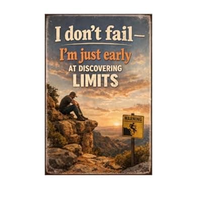 [Carastora] I Don’t Fail I’m Just Early At Discovering Limits Tin Sign Vintage Motivation Quote Metal Wall Decor Rustic Cliff Landscape Inspirational Art Plaque For Home Office Cabin Garage 8x12 Inch