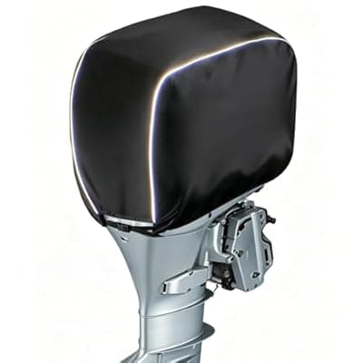 [Nxoizam] Nxoizam Outboard Motor Cover for Up-25 HP, Heavy Duty Oxford Cloth Waterproof & Scratchproof, 2-Stroke 4-Stroke Boat Motor Cover, Black Trailerable Engine Cover with Reflective Strips