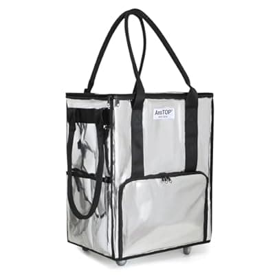 [AnsTOP] AnsTOP Reusable Grocery Bag on Wheels, 66LBS Foldable Shopping Cart with 5 Smooth Caster Wheels Zippered Top, Rolling Tote with Multiple Pockets for Groceries, Laundry, Travel, Camping,Medium,Silver