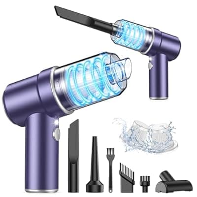 [KMM] KMM Handheld Car Vacuum Cleaner, 9000PA Vacuum Cleaner & Air Duster, 120W High Power Vacuum Portable Cordless, Hand Held Vacuum Rechargeable with Multi-Nozzles & LED Light for Home, Car, Office
