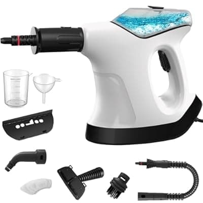 [CXYHMG] Handheld Steam Cleaner for Home, 10S Immediate Heat Hand Held Steam Cleaner, with Visualized Large Water Tank & 9 PCS Accessories & Safety Lock, for Kitchen,Couch,Floor,Window,Car (WHITE&BLACK)