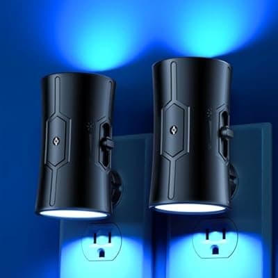 [fesnne] fesnne Night Light, 2-Pack Dimmable Plug-in Night Light with Auto On/Off & 90°Rotatable Plug, 0-100LM Adjustable Brightness, 1W Ultra Low Energy for Bedroom, Hallway, Bathroom, Nursery, Kids, Blue