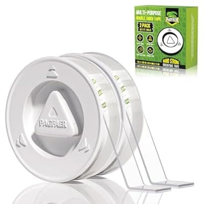 [PAGFAER] PAGFAER Double Sided Tape Heavy Duty, 2pcs Double Sided Mounting Nano Tape 13.3FT, Clear & Tough Two Sided Adhesive Tape, Removable Picture Hanging Strips for Wall, Poster, Carpet, Home Office