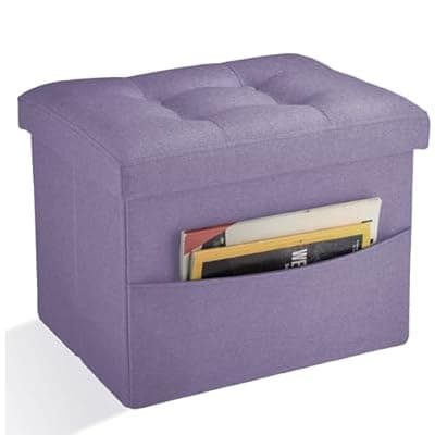 [Docvania] Docvania Ottoman Storage Ottoman Foot Rest Stool Foldable Bench with Storage Student Dormitory Bedroom and Entryway 17 X 13 X 13