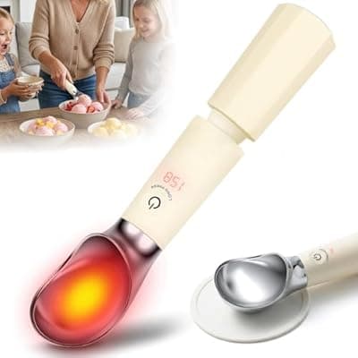 [BHNJUTM] BHNJUTM Heated Ice Cream Scoop Rechargeable, Electric Ice Cream Scoop with Removable Battery, 30s Fast Heating to 162°F, 316 Stainless Steel, IP67 Waterproof, Auto Shut-Off for Hard Ice Cream