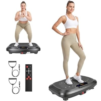 [POWERFUEL] POWERFUEL Large Vibration Plate Exercise Machine for Lymphatic Drainage, 500LBS Capacity, 200 Speeds, LED Display, Bluetooth Audio, Shake Plate with Loop Bands, Workout Equipment for Home Woman Man
