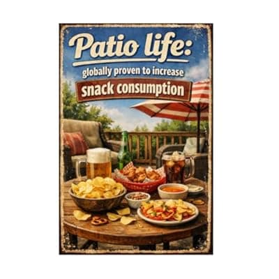 [Carastora] Patio Life Vintage Metal Tin Sign 8x12 Inch Retro Outdoor Wall Decor Globally Proven To Increase Snack Consumption Funny Patio Artwork For Backyard Deck Porch Garden Bar Home
