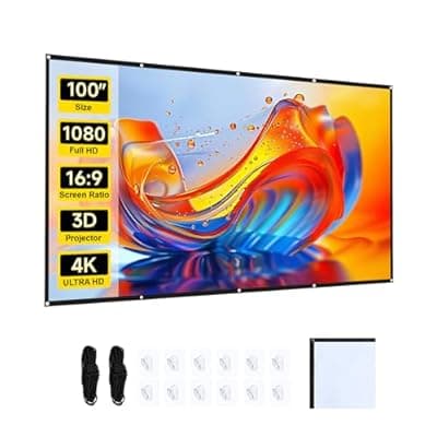 [Generic] Projector Screen 100 Inch 16:9,4K Ultra HD Portable Foldable Movie Screen with Hooks & Ropes,for Outdoor Camping