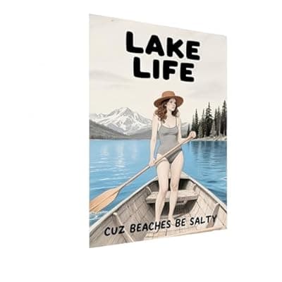[Carastora] Carastora Vintage Lake House Metal Sign, Rustic Outdoor Wall Decor for Cabin, Porch & Lakefront, Weatherproof 12x8 Inch Lake Life Gift for Beach and Lake Lovers