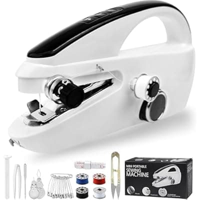 [PIRUZHAO] Hand Held Sewing Machines For Beginners, Hand Held Sewing Machines For Hemming with Test Fabric(Not second-hand), Easy To Use Heavy Duty Rechargeable Hand Cordless Sewing Machine For Adults, Women