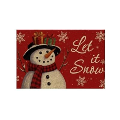 [Carastora] Carastora Christmas Snowman Pattern Decorative Doormat/Anti-Fatigue Mat, Let it Snow,20x31in, Suitable for Indoor and Outdoor Porch Decoration, Housewarming Non-Slip and Durable.