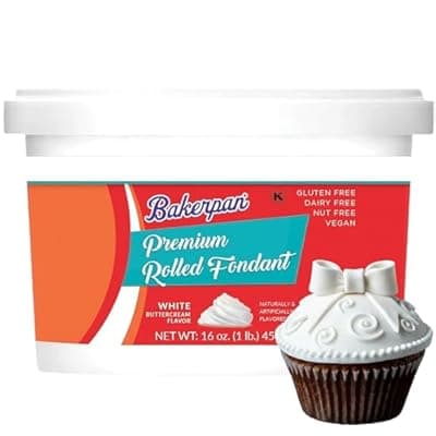 [Bakerpan] Bakerpan Premium Rolled White Fondant for Cake Decorating, Buttercream Flavor - 1 Pound