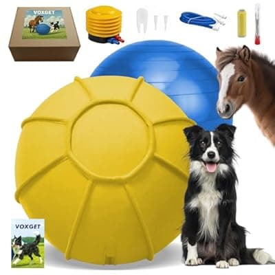 [VOXGET] VOXGET Herding Ball Toy for Dogs and Horses, 25" Thickened Durable Herding Ball Set for Australian Shepherd, Interactive Dog Training Toys for Large Breeds Outdoor Play and Exercise Agility (Yellow,L)