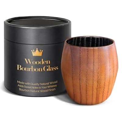 [HWISDMIG] Charred Wooden Bourbon Drinking Glass, Bourbon Gifts for Men - 10 oz Charred Wooden Old Fashioned Glass Whiskey Tumbler | Birthday Whiskey Gifts for Men, Dad or Brother | Original Bourbon Tumbler