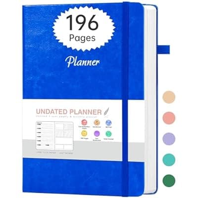 [CAGIE] CAGIE Undated Planner Weekly and Monthly with Inner Pocket Leather journal with Goal & Habit Tracker Organizer, Hardcover Weekly Monthly Planner for Work School Home, 5.7" x 8.3", Royal Blue