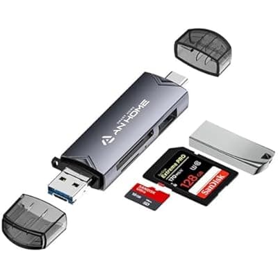 [AnHome Smart Home] AnHome SD Card Reader USB C 6 in 1 OTG Memory Adapter Connector USB 3.0 USB C Micro USB Supports SD/MicroSD/SDXC/SDHC/MMC/RS-MMC/UHS-I Compatible with MacBook iPad Pro, Android Phone, PC, Laptop etc