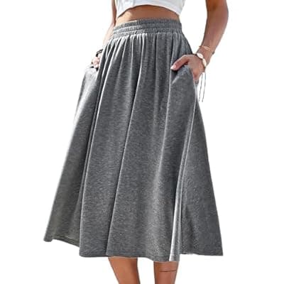 [SOFIA'S CHOICE] SOFIA'S CHOICE Womens High Waist Midi Skirt Casual A Line Skirts with Pocket