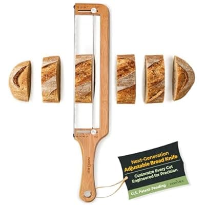 [keechee] keechee Bread Pilot Adjustable Bread Knife – Upgraded Bread Slicer for Homemade & Sourdough Loaves, Serrated Stainless Blade with Precision Thickness Guide, Gift for Artisan Bakers