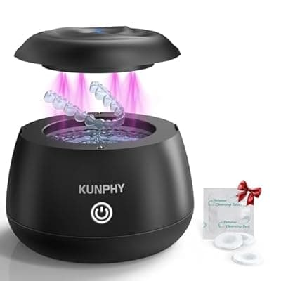 [kunphy] KUNPHY 2026 Ultrasonic Retainer Cleaner Machine, 48kHz Dental Cleaning Pod for Braces, Night Guard, Mouthguard, Toothbrush, Jewelry, 7Oz Denture Cleaner Machine