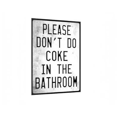 [Carastora] Carastora Vintage Metal Tin Sign Funny Sarcastic Party Wall Art Decor Signs Funny Bathroom Rules Sign, "Please Don’t Do Coke in the Bathroom" Metal Plaque, 8x12 Inch Wall Art for Home, Dorm, Bar, Fun 