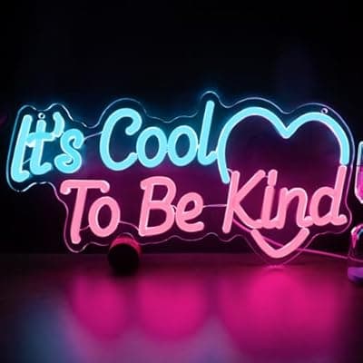 [KATMBFUE] KATMBFUE It's Cool To Be Kind Neon Signs, Neon Sign with Switch for Wall Decor, USB Dimmable Neon Lights Colorful LED Signs for Home Club Party Christmas Decoration 15.75 x 7.87 inch