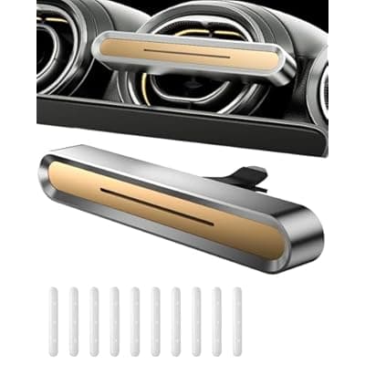 [Tmengdao] Tmengdao Car Diffusers for Essential Oils,Car Fragrance Diffuser Vent Clips, Includes 4 Scented Essential Oil Sticks and 6 Unscented DIY Refill Sticks (Golden, Fresh & Energizing)