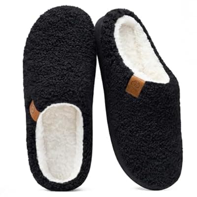 [Evshine] Evshine Memory Foam Fuzzy Slippers for Women Curly Fleece House Shoes Cozy Warm Indoor Slip on