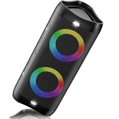 [DONOW] DONOW Portable Bluetooth Speaker with Lights, 30W Stereo Sound, Bass Boost, IPX5 Waterproof, 20H Playtime, Built-in Mic, Speakers Bluetooth Wireless for Home, Party, Outdoor, Travel(Black)