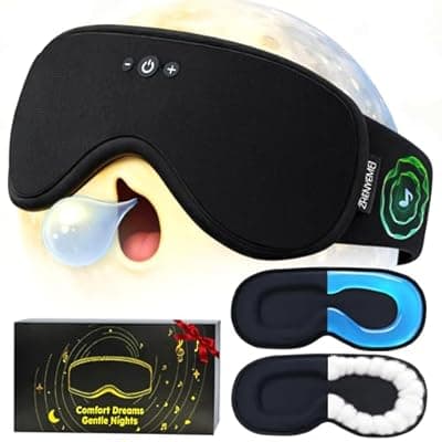 [ZHENYEMEI] 2 in 1 Smart Bluetooth Bamboo Cotton Sleep Mask Headphones, 3D Weighted Compress Cooling Gel Eye Mask 100% Blackout Sleep Mask Zero Eye Pressure|Warm&Cooling mask Hot Cold Therapy Sleep Headphones