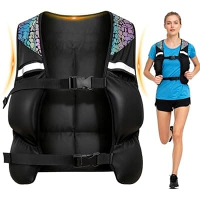 [Dellicasi] Weighted Vest for Woman Men, 0-10lbs Adjustable Running Vest with 10 Removable Weights, Weight Training Vest for Weight Loss, Colorful Reflective Straps & Phone Pockets, Machine Washable