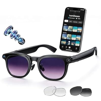 [linktoonex] AI Smart Glasses with Camera, 8MP HD Camera Glasses for Men Women, 30FPS EIS Video Recording, Voice Assistant, Real-Time Translation, Open-Ear Bluetooth Audio Sunglasses with Interchangeable Lenses