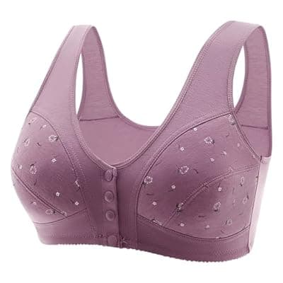 [LIKEOULI] LIKEOULI Front Closure Bras for Women No Underwire Push up Bra with Snaps 2026 Daisy Older for Women Breathable Everday Bras
