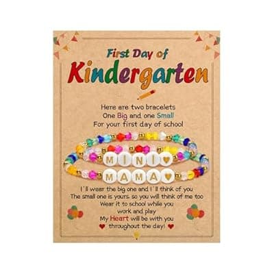 [BAYLAY] BAYLAY Back to School Bracelet - First Day of School Preschool/Kindergarten/1st Grade/2nd Grade/Back to School Stuff Gifts Supplies Mommy and Me Mommy Daughter Bracelets Heart Beaded Bracelets Gifts