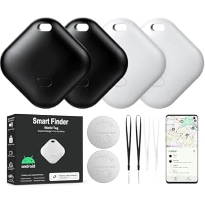 [Pepisk] Air Tracker Tags-4 Pack for Android: Bluetooth Tracker Works with Google’s Find Hub | Android Only | Replaceable Battery | Water-Resistance | Smart Tag & Item Finder for Luggage, Key, Suitcases