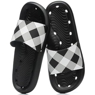 [GOEWY] GOEWY Mens Shower Shoes Quick Drying Non-Slip Slippers with Drain Holes Lightweight Sandals Essentials for Home College Dorm Travel Pool Beach Gym