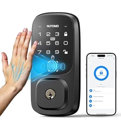 [NUTOMO] NUTOMO Palm Vein Smart Lock: Keyless Entry Door Palm Lock Built-in WiFi Keypad Electronic Digital Deadbolt with APP Remote Control for Home Support Alexa/Rechargeable Battery/BHMA Grade 3/SP300/Black