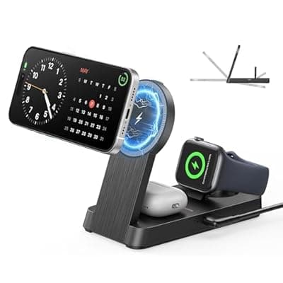[Kailwokk] Kailwokk 3 in 1 Magnetic Wireless for iPhone Charging Station: Foldable Portable Charger for iPhone 17-12 Pro Max & Apple Watch & AirPods, for Apple Multiple Devices Charger for Home,Office&Travel