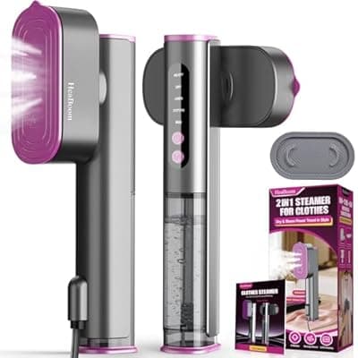 [HeaBoom] Portable Travel Steamer for Clothes, 100-240V Steamer ＆ Iron for Clothes 2 In 1, Handheld Garment Steamer for Global, Compact Clothes Steamer Iron with Strong Steam Wrinkle Remover for Home/Travel