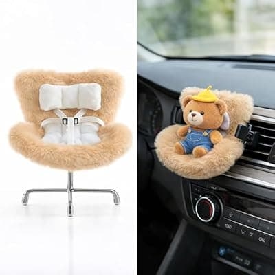 [Ezcora] Ezcora Cute Car Accessories for 10-17cm Dolls, Doll Car Seat with Clip onto Car Air Vent, Includes Seat Leg for Desktop Display (Orange)