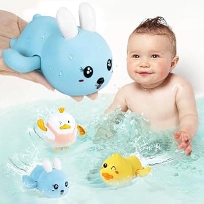 [MOREDOTS] Easter Basket Stuffers - Easter Gifts for Kids - Set of 3 Wind Up Bath Toys - Easter Egg Fillers - Floating Pool Toys - Baby Bathtub Water Toys for Toddlers Newborn Infant Girls Boys 1 2 3 Year Old