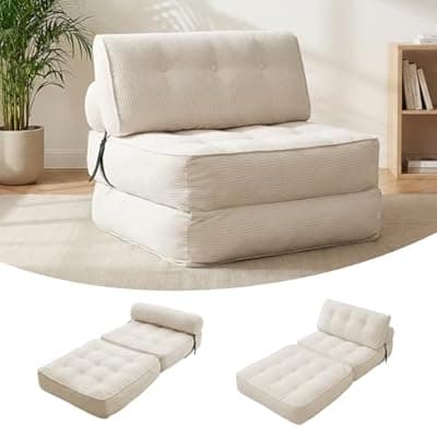 3 in 1 Foldable Compact Sofa Bed, Modular Floor Sofa with Headrest and Lumbar Cushion, Convertible Lounger Chair to Guest Bed for Living Room Dorms Bedroom, No Assembly Required,800 lbs Capacity