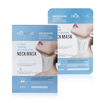 [HONLINK] Neck Mask 8PCS, HONLINK Hydrolyzed Collagen Neck Mask Set with Hyaluronic Acid & Peptide,Moisturizing Firming Masks for Crepey Skin, Helps Reduce the Appearance of Fine Lines for Smoother-Looking Skin