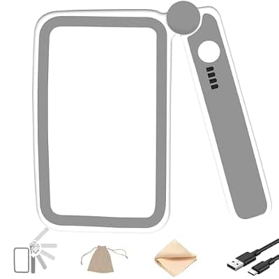 [NebulaFlicker] Handheld Folding Magnifying Glass for Reading Stepless Dimmable LED Light Rechargeable Rectangle Page Magnifier for Reading Books,Small Print,Seniors & Low Vision